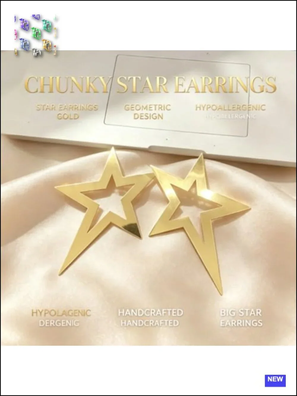 Statement Large Gold Hoop Earrings - Chunky Drop Dangle